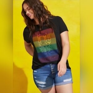 Torrid 6x Celebrate Love Vintage Tee - Triblend Jersey Love Rainbow Black
